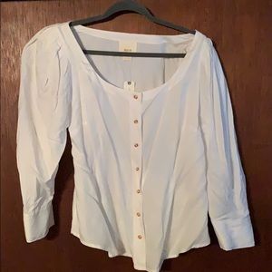 NWT Maeve Solange white puff long sleeve top